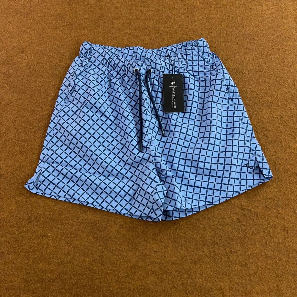 Tailored Athlete Mens Medium Blue Geo Print Quick Dry Swim Short NWT